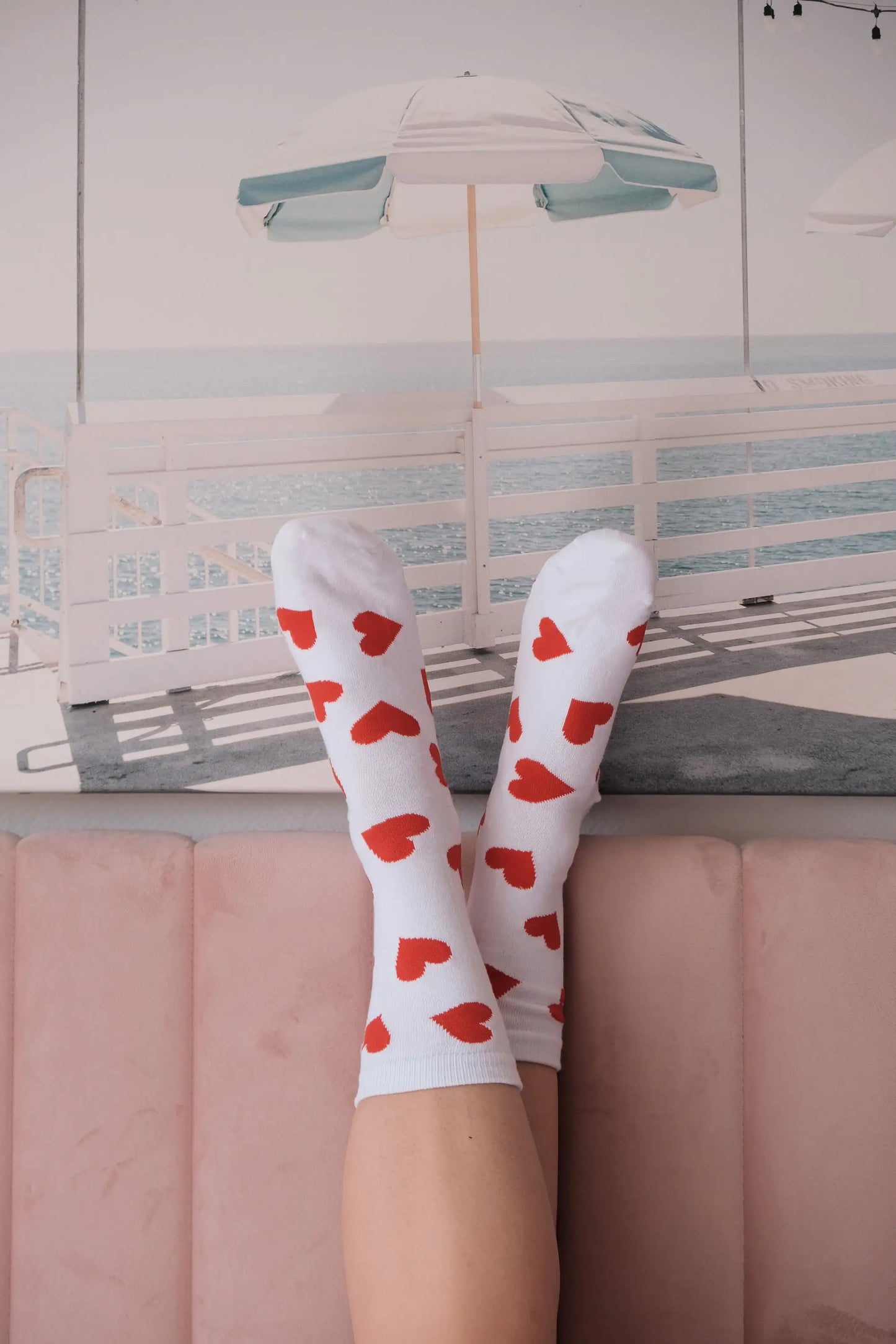 White Socks with Red Hearts