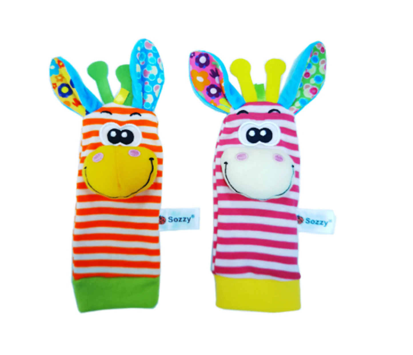 Cartoon Plush Socks Wrist Strap Rattles